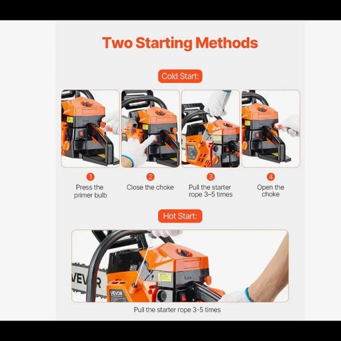 D24- Potente motosserra Vevor 58cc lamina 50cm depósito 50ML 2,7