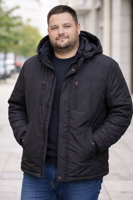 Męska kurtka, zimowa, czarna, 6XL-8XL