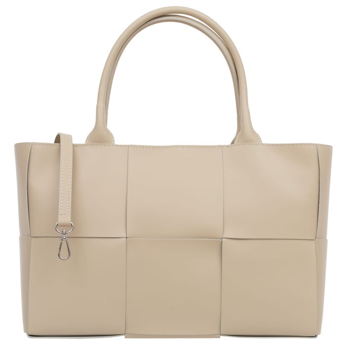 VERA PELLE torebka skórzana pleciona z paskiem V623 beżowa