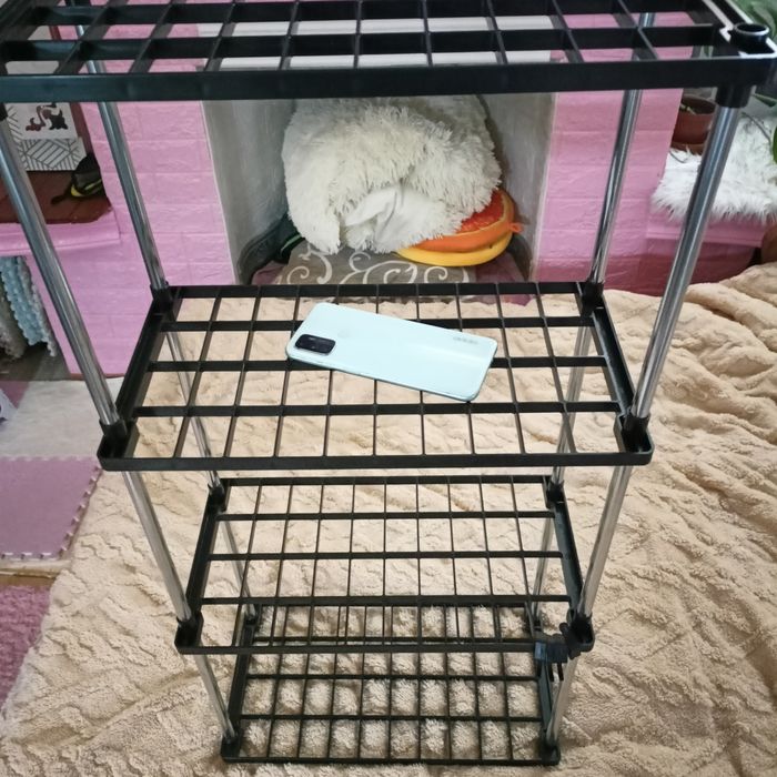 Портативная пластиковая полка стеллаж этажерка 4 уровня