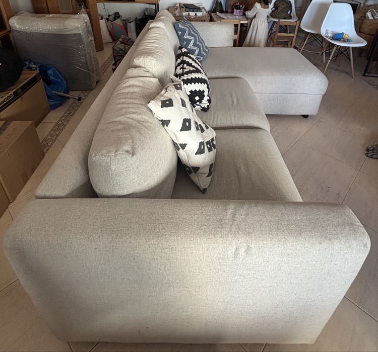 Sofá IKEA VIMLE 3 lugares com chaise longue – Gunnared bege