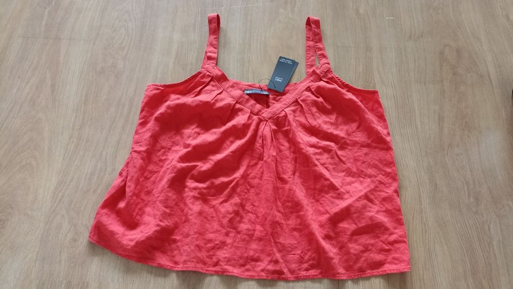 Lniana bluzeczka na ramiączkach M&S rozmiar 48