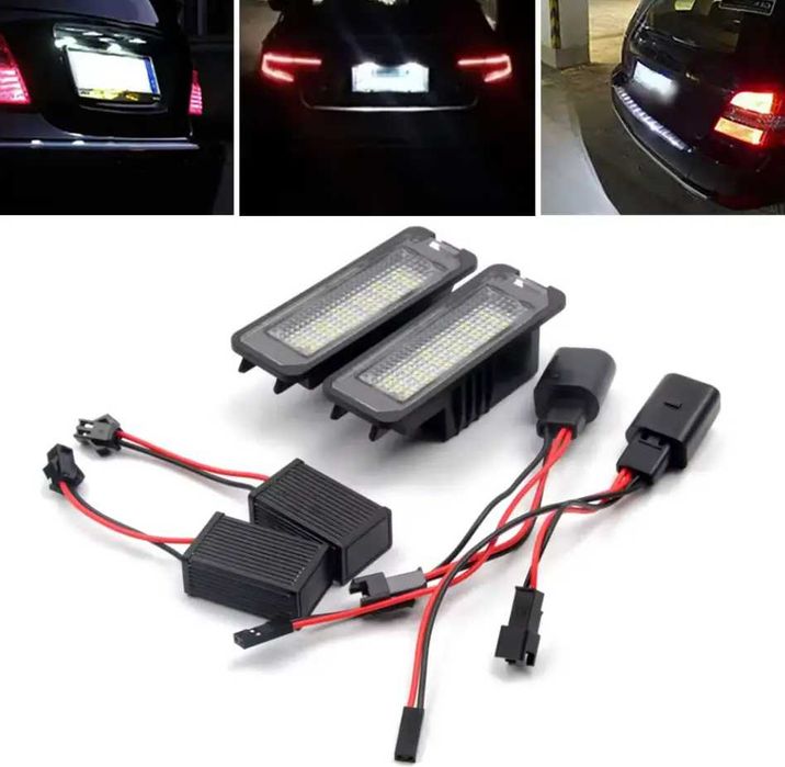 LED підсвітка номерного знака VW Golf Passat Skoda Superb Seat Leon Ibiza Altea — комплект 2 шт, білий світлодіод