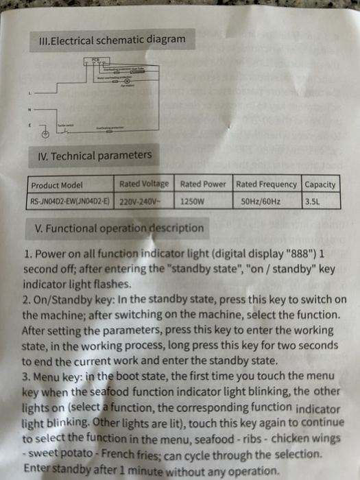 Air Fryer Royalstar Digital 3.5 L 1250 W