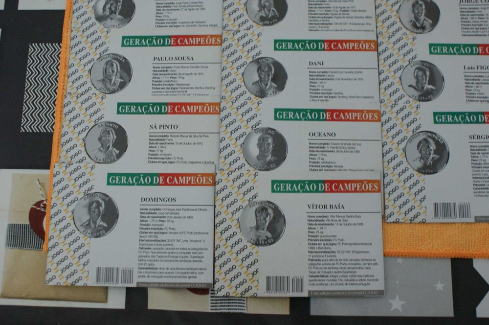 Cartóes biográficos colecção Geração de Campeões jornal "A Bola"