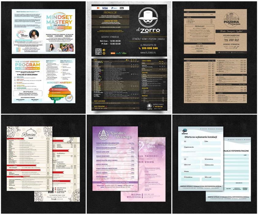 Projekty graficzne - Wizytówki - Ulotki - Plakaty - Logo - Druk