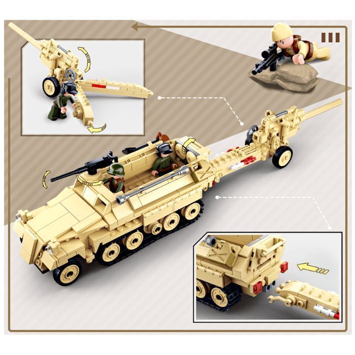 Klocki Transporter Opancerzony Hanomag Sd.Kfz. 251+Działo komp. LEGO