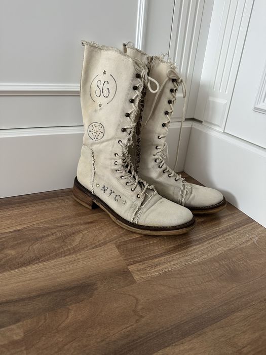 Unikatowe lniane buty vintage