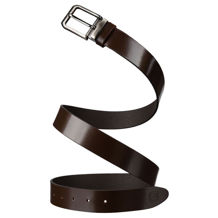 skórzany, elegancki pasek męski w brązowym kolorze