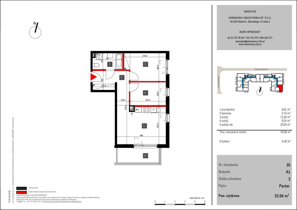 3-pokojowe mieszkanie 52m2 + balkon