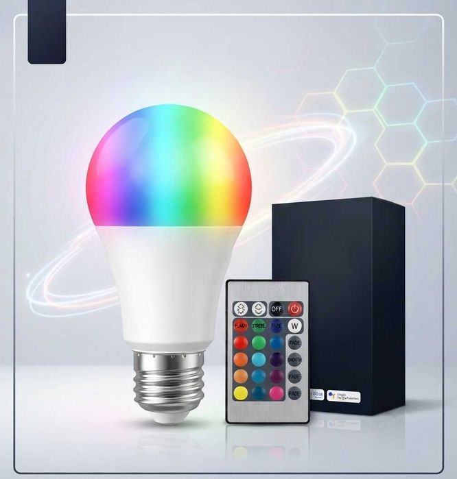 Лампа LED RGB 9W кольорова з пультом