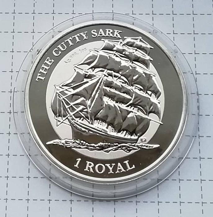 1 роял 2021р. СРІБЛО. ПРУФ. Унція. Парусний кліпер " Катті Сарк"