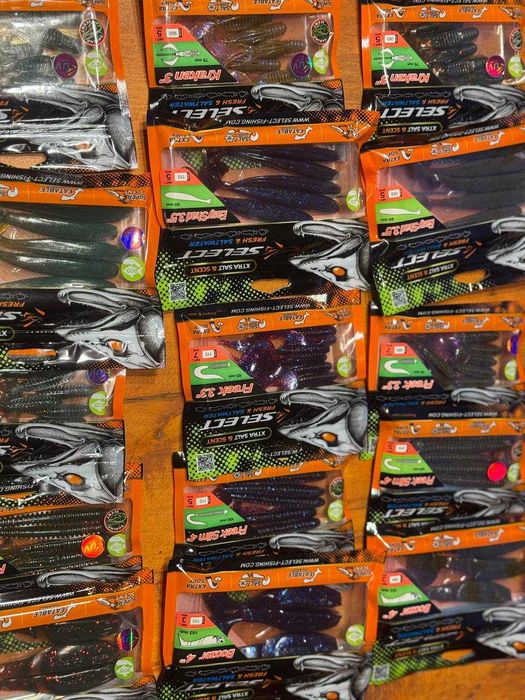 Силикон на щуку, окуня, судака Селект 3-3,3-3,5-4 дюйма; 1,8-2-2,2