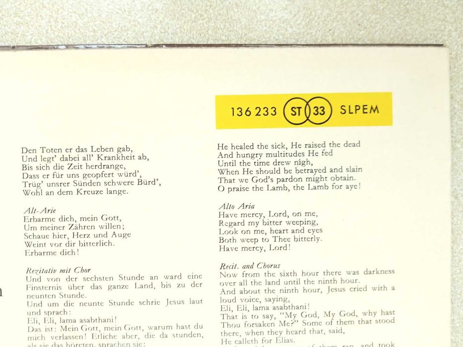 Karl Richter, Deutsche Grammophon, Jan Sebastian Bach Pasja wg św. Mateusza". Vinyl