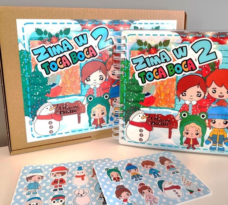 Zima w Toca Boca 2 zestaw książka z elementami na rzepy,  naklejki