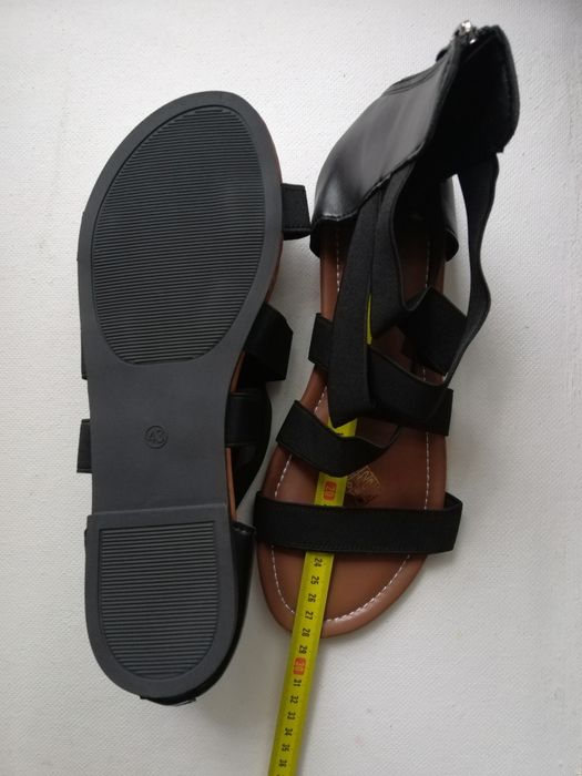 czarne sandały Na wysokie podbicie Na szerokie stopy Rozmiar 43 XXL