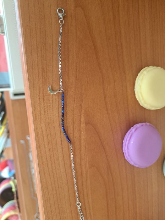 Pulseira prata com pedras naturais