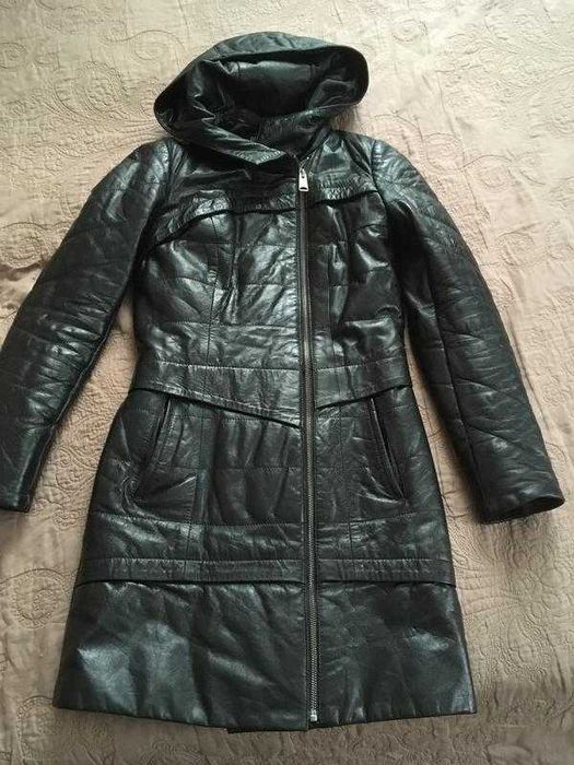Шкіряне пальто стьобане