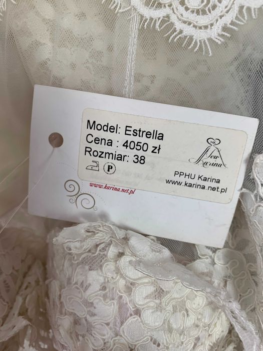 Nowa suknia ślubna 38 M koronkowa syrena z dekoltem halter rustykalna