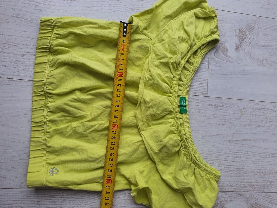 Krótka limonkowa bluzka Benetton rozm 130