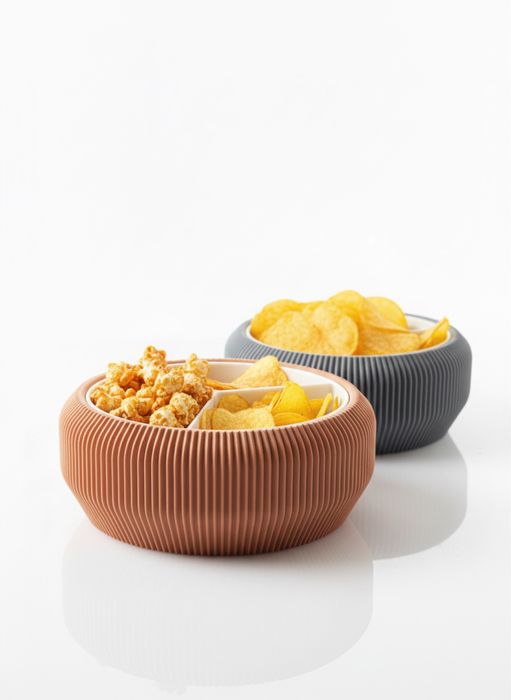Taça para servir lanches com compartimentos