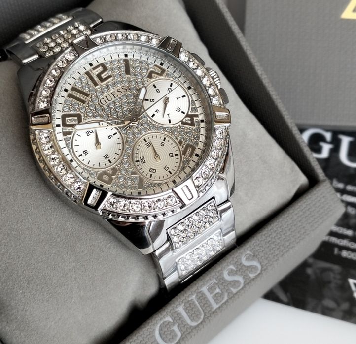 Знижка !  Guess жіночий годинник, срібло , кристали