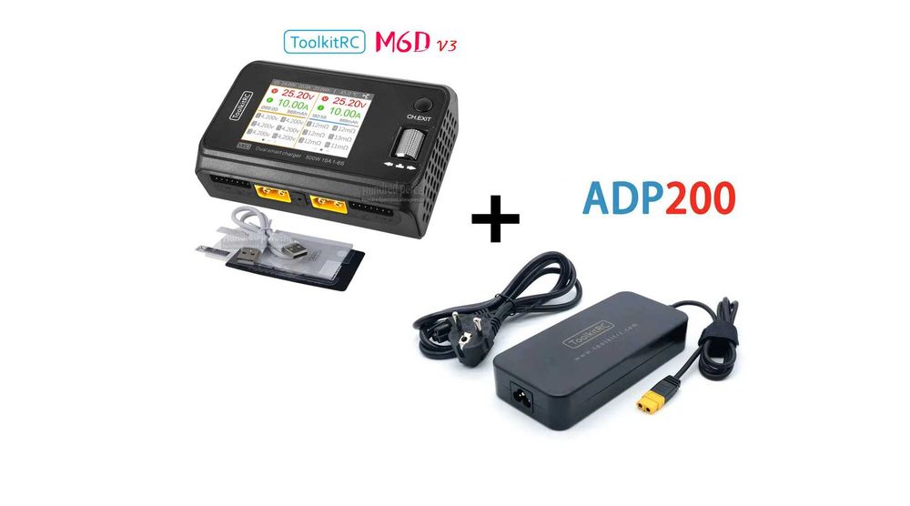 FPV набір зарядний пристрій ToolkitRC M6D + Блок живлення ADP200