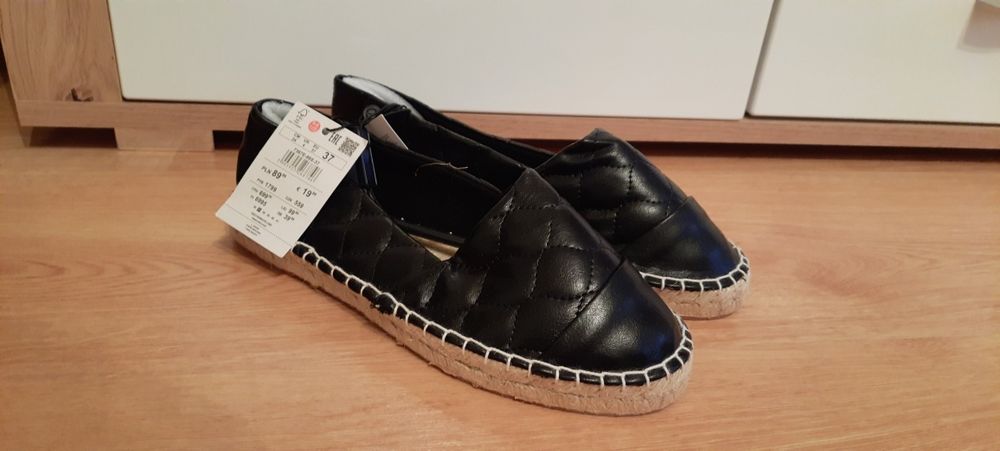 Reserved nowe espadryle buty damskie czarne r 37 24 cm
