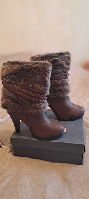 Buty eleganckie R 36 brązowe zimowe