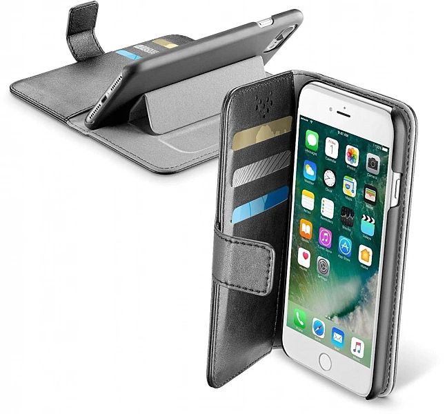Etui Cellularline Book Agenda iPhone 7 Plus / 8 Plus czarne z kieszonk
