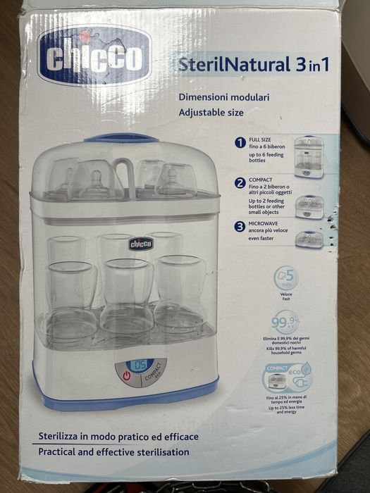 Esterilizador a vapor eletrico chicco 3 em 1 com dimensao ajustavel - novo custa 90€ !!!