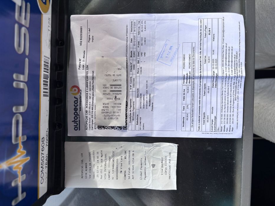 Bateria de Carro “NOVA” sem Uso, com Garantia de 3 anos.