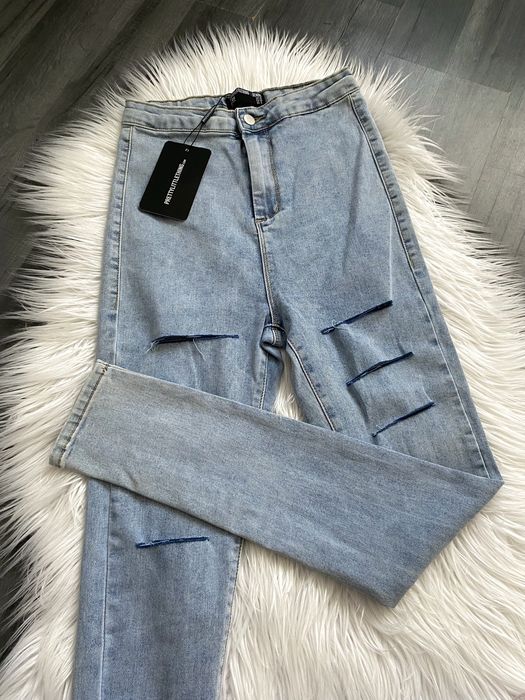 PrettyLittleThing nowe M 38 spodnie jeansowe z wysokim stanem dżisn
