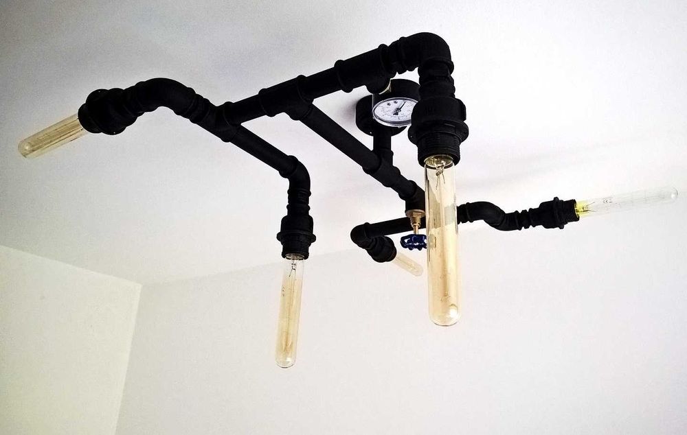 Lampa sufitowa loft z rur hydraulicznych industrialna