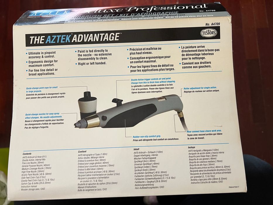 AZTEK A470 DOUBLE ACTION AIRBRUSH SET MIT DVD IN HOLZKISTE