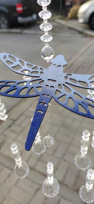 Ozdobna zawieszka, do okna na prezent ważka ombre z kryształkami