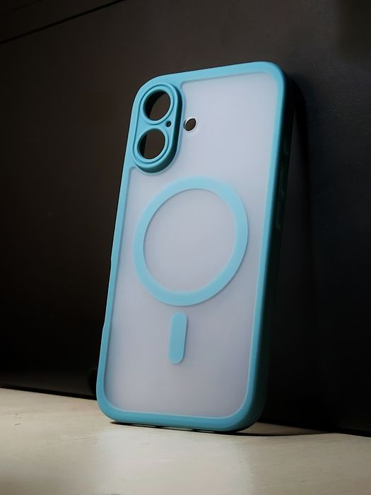 Apple Iphone 16 матовий силіконовий чохол бірюзовий magsafe tocol