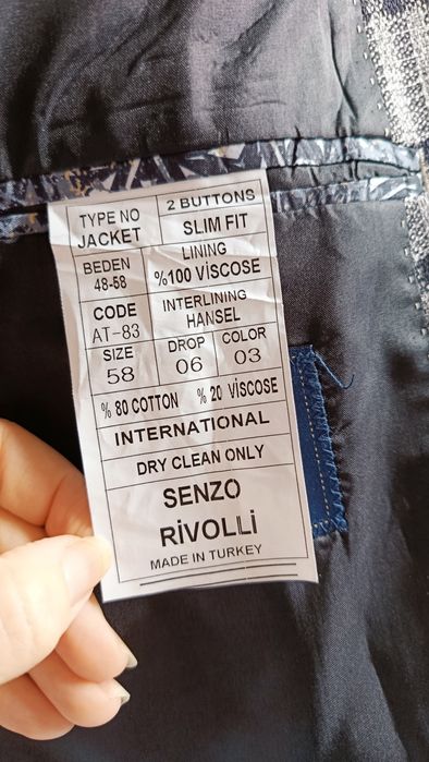 SG Marynarka męska M  modna marynarka w kratę  M Senzo Rivolli