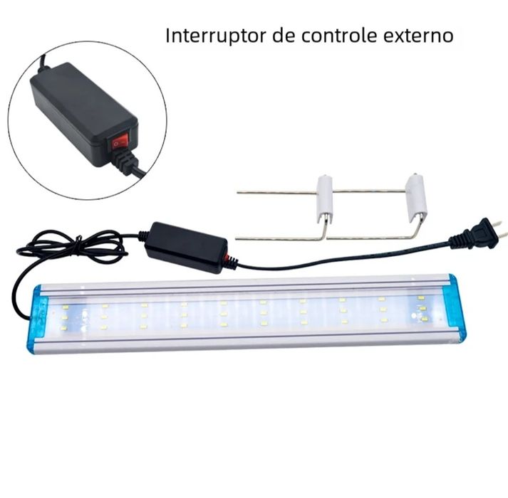 Iluminação para aquário 48 cm mais 14 cm extensíveis.