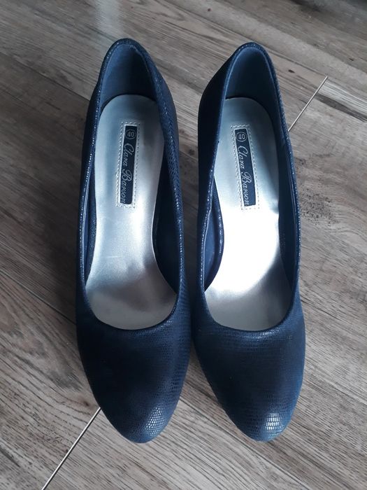 Granatowe buty na obcasie czółenka rozmiar 40 ccc