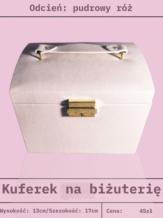 Średniej wielkości kuferek na biżuterię. Stan bardzo dobry.