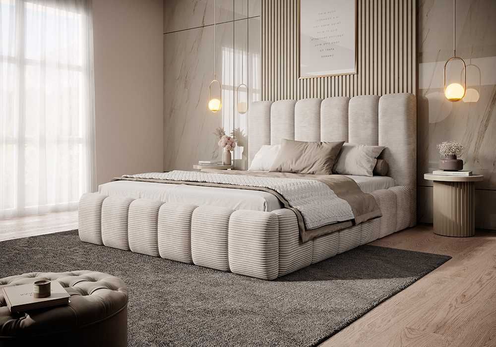 Łóżka tapicerowane JUSTI DARMOWA DOSTAWA z pojemnikiem na pościel