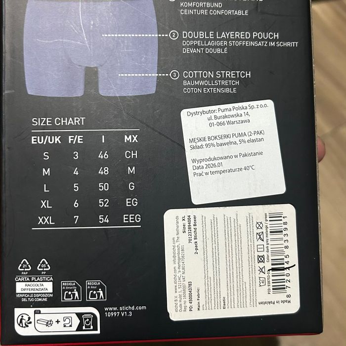 PUMA Bokserki XL - 4 sztuki - 2 x 2 pack