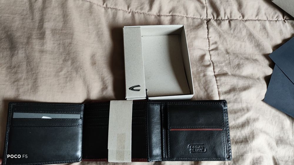 Camel Active Cruise czarny skórzany portfel męski ochrona RFID