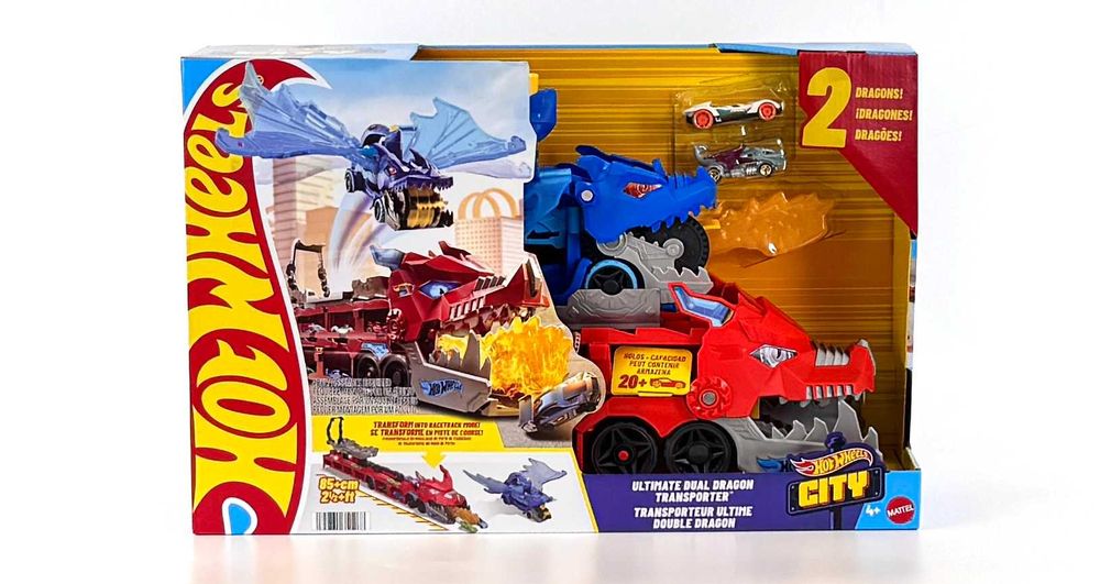 Hot Wheels City Транспортер-трансформер Два дракона JBM72