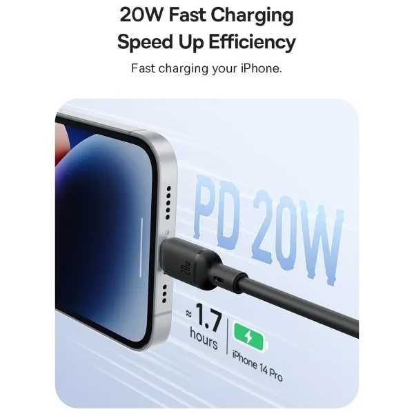 Кабель Baseus Silky Series Fast Charging Data Cable Type-C to Lightning PD 20W 1m Чорний