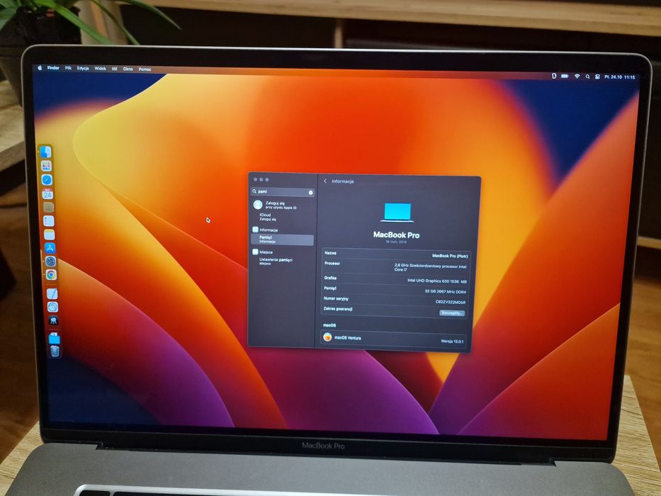 MacBook Pro 16" (2019, i7/32GB/512GB SSD) – bardzo dobry stan,