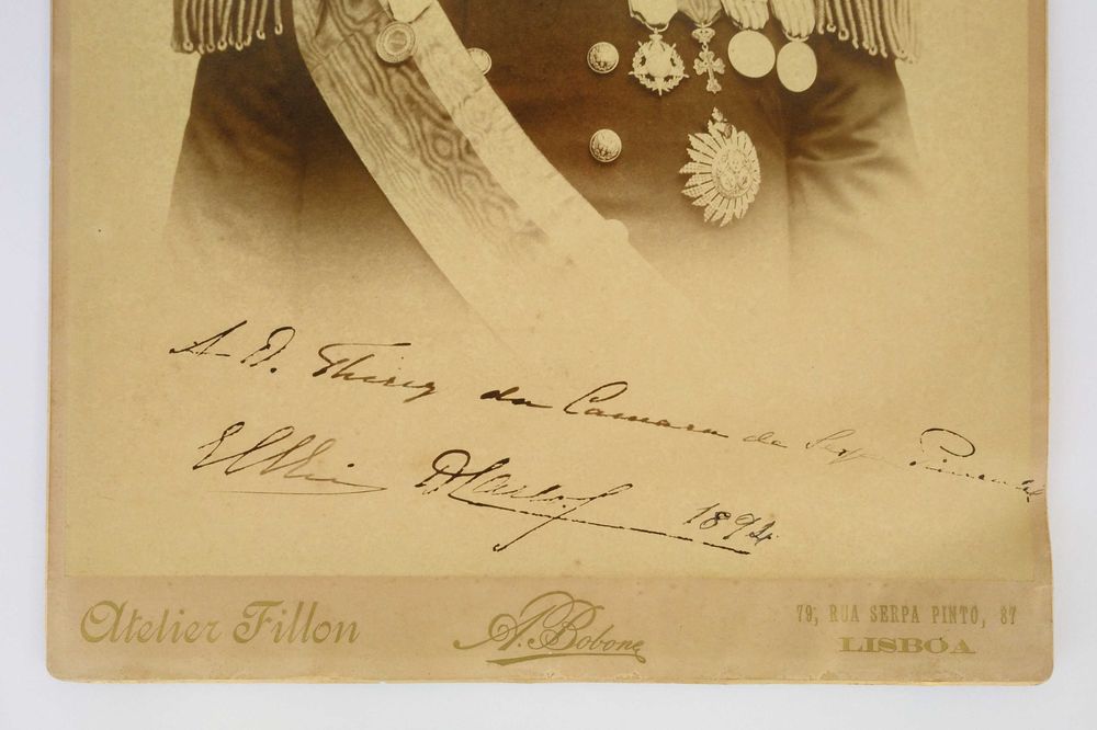 Antiga fotografia do Rei D. Carlos com dedicatória datada e assinada