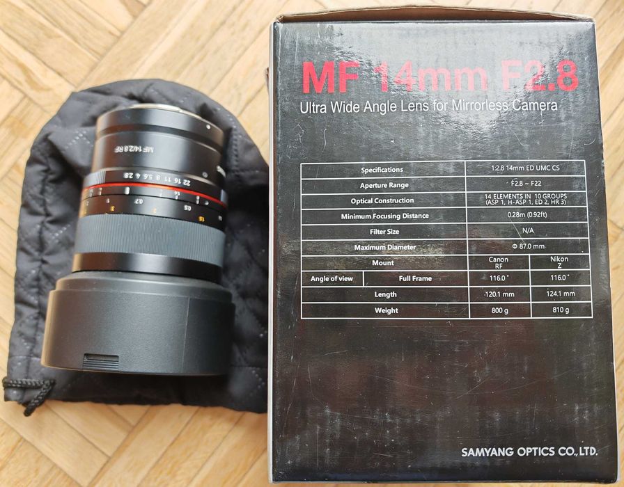 Obiektyw szerokokątny Samyang MF 14MM F/2.8 CANON RF