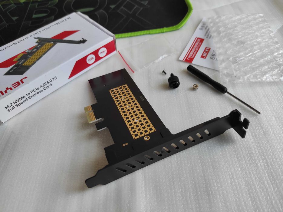 очень качественный брендовый адаптер JEYI M.2 NVMe to PCI-E x1 (PCI-E 4.0 / 3.0)